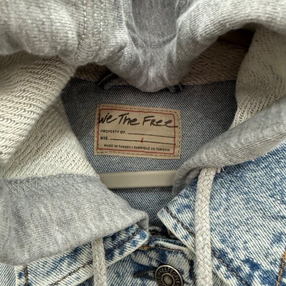 Free People Flawless Hooded Denim Oversized Button Jean Jacket Womens size Large - Picture 2 of 10